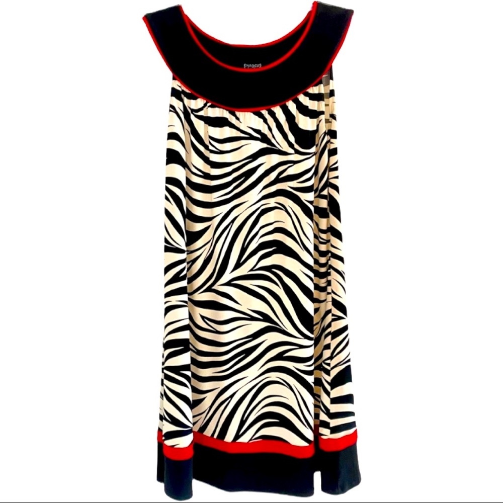 Enfocus Studio black, white, and red zebra print midi dress size 16